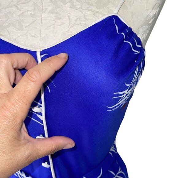 Jack Hartley Inc. Miami Vintage 70s Womens A-Line Dress Size XS Blue Midi Belted - Picture 5 of 13